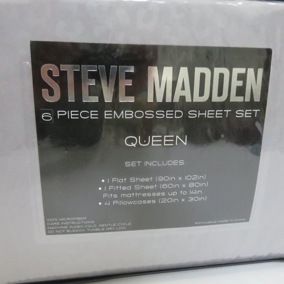 Steve Madden Queen 6pc Embossed Gray Sheet Set - Picture 7 of 7